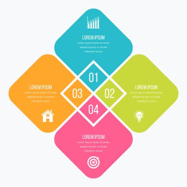 Infographics şablonu dört seçenekleri ile kare