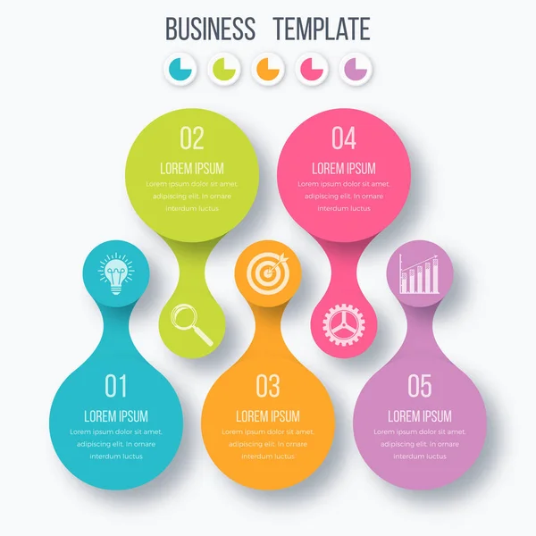 Modello infografico cinque opzioni con cerchio — Vettoriale Stock