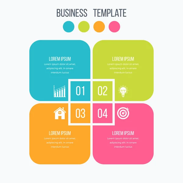 Plantilla de infografía cuatro opciones con cuadrado — Archivo Imágenes Vectoriales