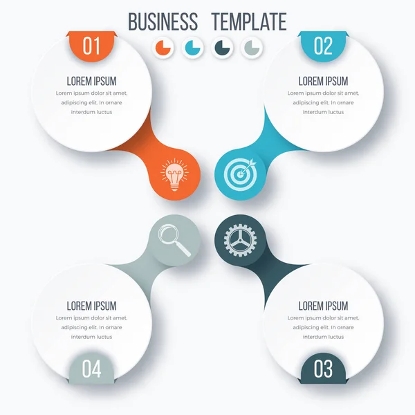 Plantilla de infografías cuatro opciones con círculo — Archivo Imágenes Vectoriales