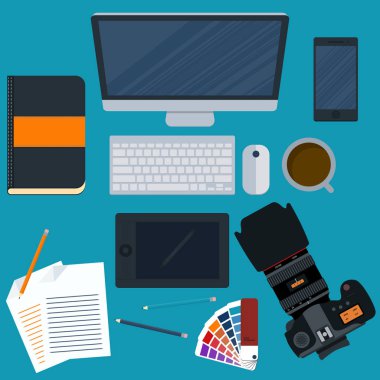 Bir işyeri tasarımcısının vektör çizimi