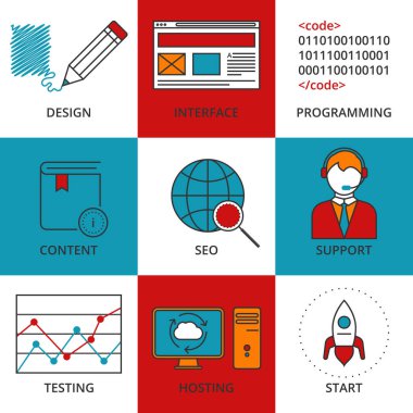 Set bir doğrusal simgeler vektör çizim