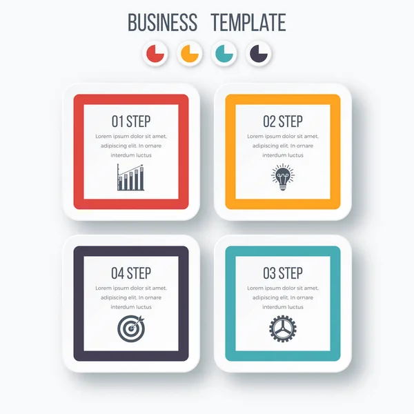 Infographics sjabloon vier opties met vierkant — Stockvector