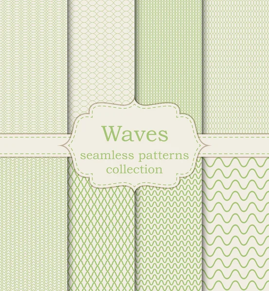 Conjunto de ilustración vectorial de ondas de patrones sin costura — Archivo Imágenes Vectoriales