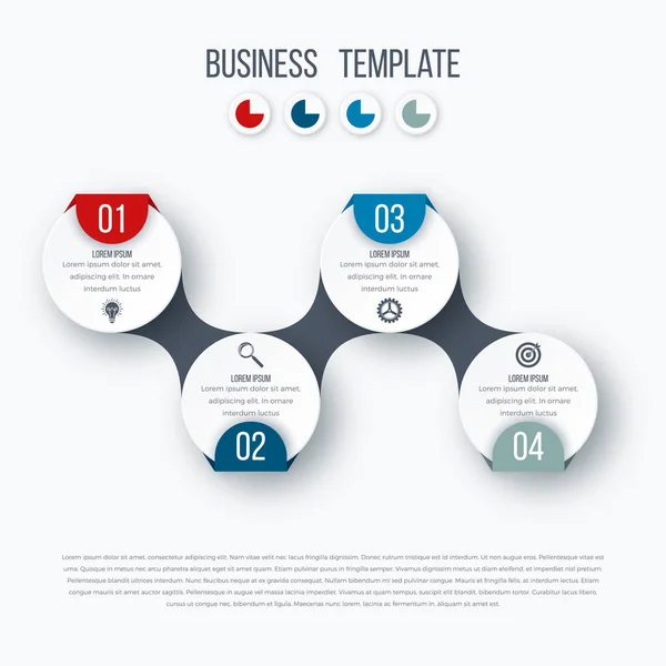 Infografiki osi czasu szablon z kręgów — Wektor stockowy