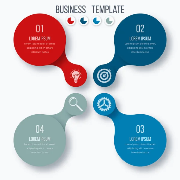 Plantilla de infografías cuatro opciones con círculo — Vector de stock