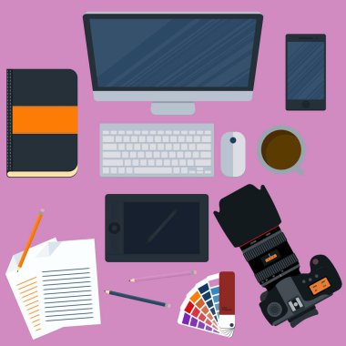 Bir işyeri tasarımcısının vektör çizimi