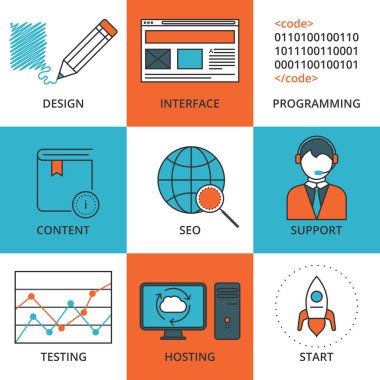 Set bir doğrusal simgeler vektör çizim