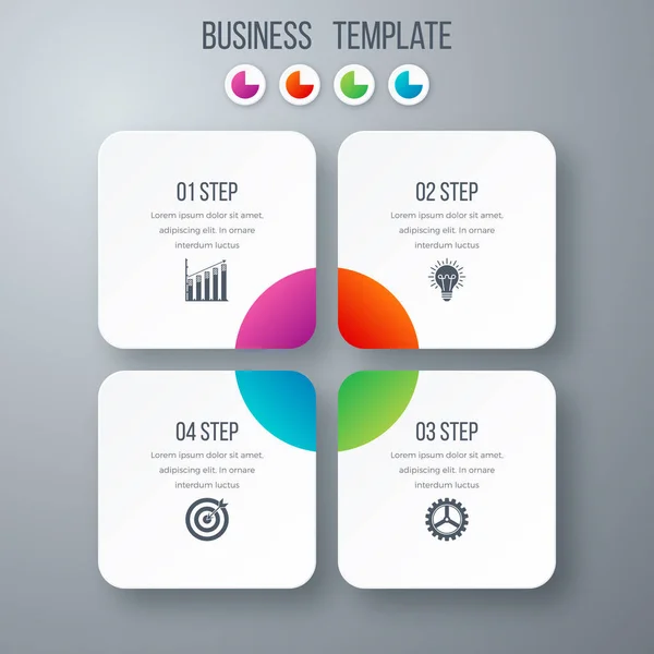 Infographics template four options with square — Stock Vector