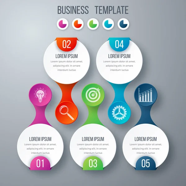 Infographics sjabloon vijf opties met cirkel — Stockvector