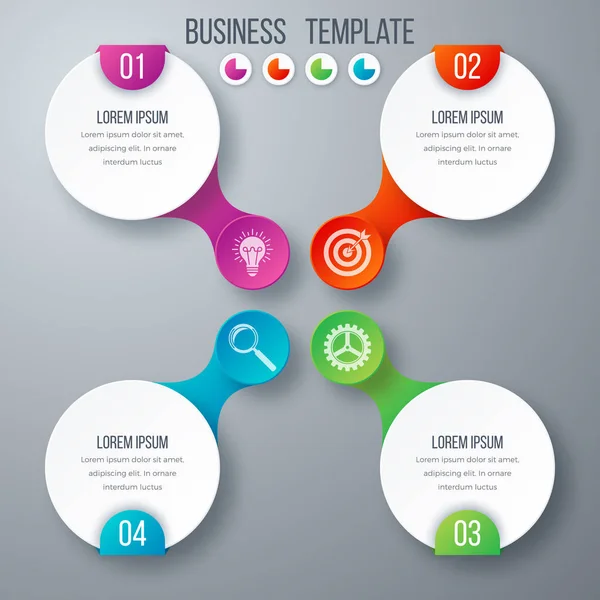 Plantilla de infografías cuatro opciones con círculo — Archivo Imágenes Vectoriales