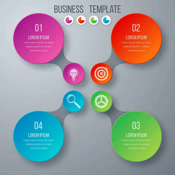 Infographics template four options with circle — Stock Vector