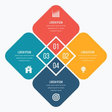 Infographics şablonu dört seçenekleri ile kare
