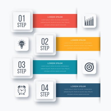 Infographics şablonu dört seçenekleri ile kare