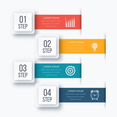 Infographics şablonu dört seçenekleri ile kare