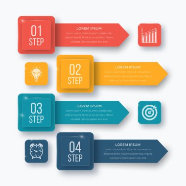 Infographics şablonu dört seçenekleri ile kare