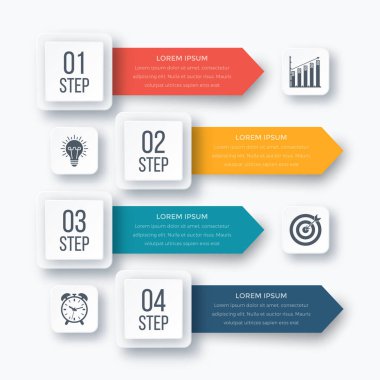 Infographics şablonu dört seçenekleri ile kare