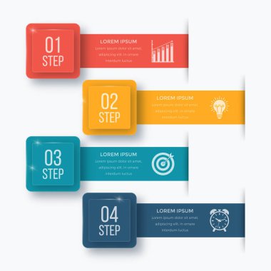 Infographics şablonu dört seçenekleri ile kare