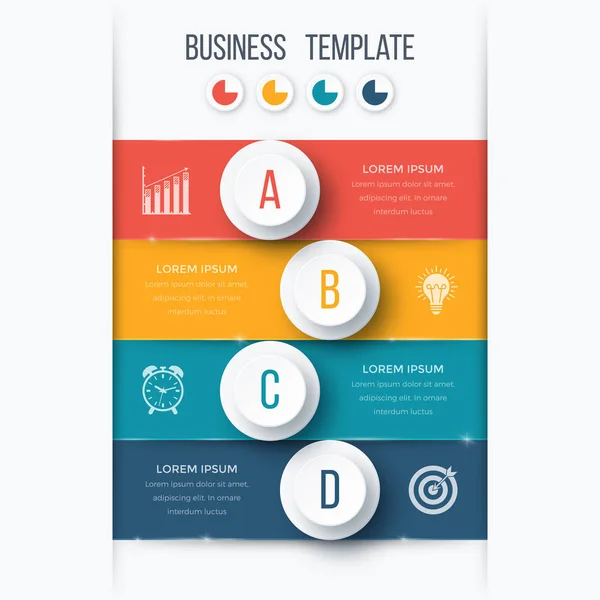 Plantilla de infografías cuatro opciones con círculo — Vector de stock