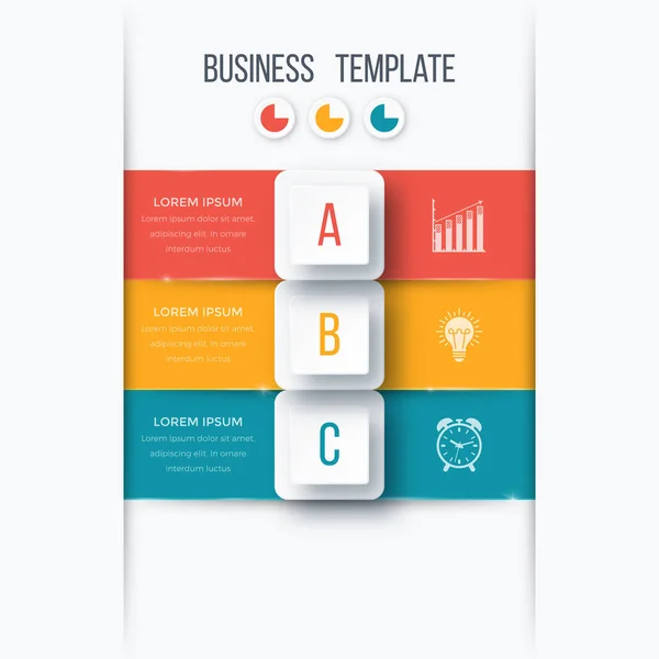 Infographics template 3 options with square — Stock Vector