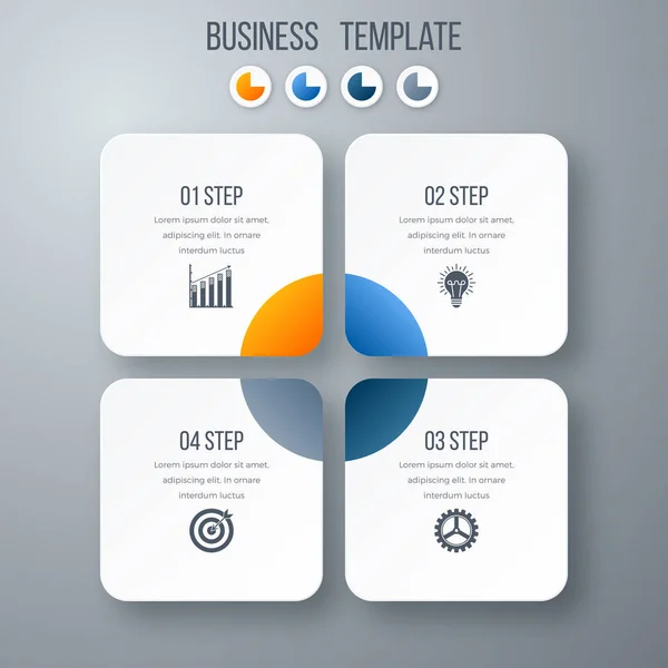 Modèle d'infographie quatre options avec carré — Image vectorielle