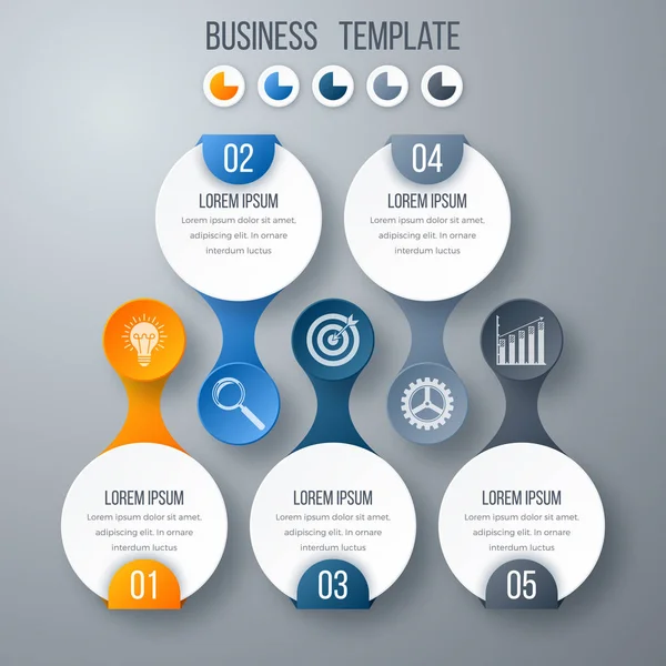 Infographics template five options with circle — Stock Vector