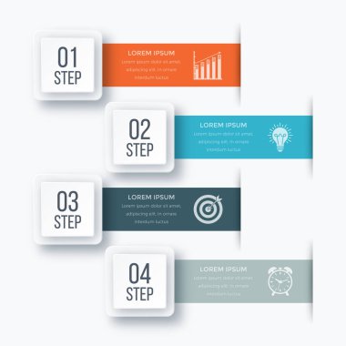 Infographics şablonu dört seçenekleri ile kare