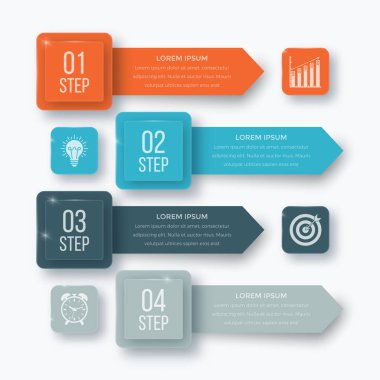 Infographics şablonu dört seçenekleri ile kare