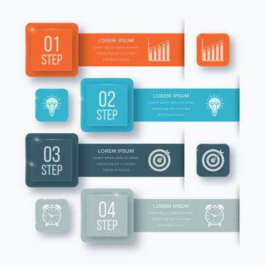 Infographics şablonu dört seçenekleri ile kare