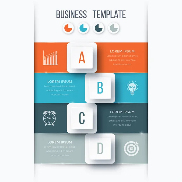 Modèle d'infographie quatre options avec carré — Image vectorielle