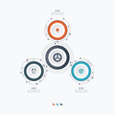 Infographics Şablon 3 daire seçenekleriyle
