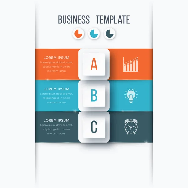 Infographics template 3 options with square — Stock Vector