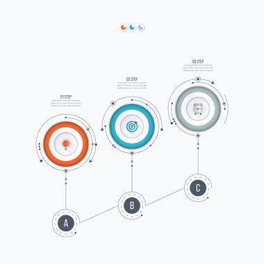 Infographics Şablon 3 daire seçenekleriyle