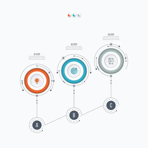 Modèle d'infographie 3 options avec cercle — Image vectorielle