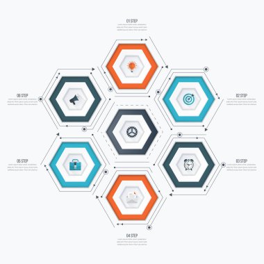 Infographics Şablon 6 seçenekleri ile altıgen