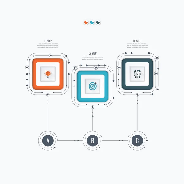 Modèle d'infographie 3 options avec carré — Image vectorielle