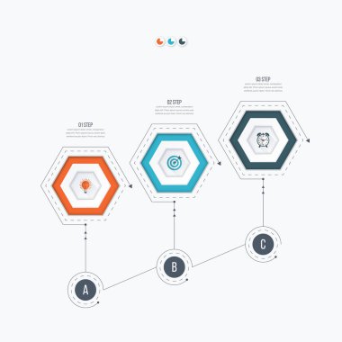 Infographics Şablon 3 seçenekleri ile altıgen