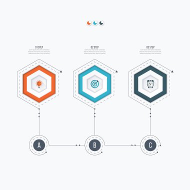 Infographics Şablon 3 seçenekleri ile altıgen