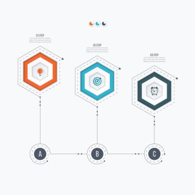 Infographics Şablon 3 seçenekleri ile altıgen