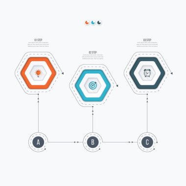 Infographics Şablon 3 seçenekleri ile altıgen
