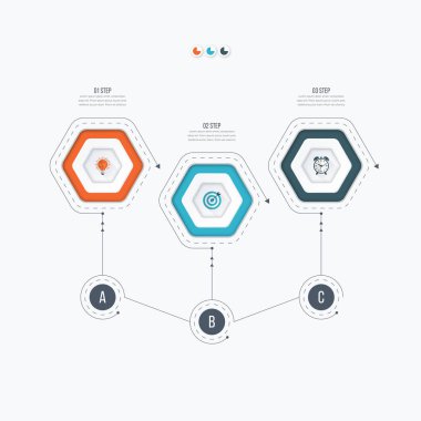 Infographics Şablon 3 seçenekleri ile altıgen