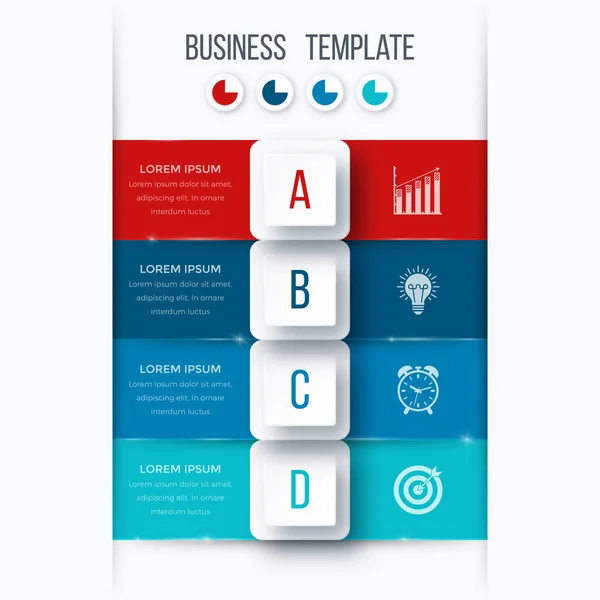 Инфографический шаблон четыре варианта с квадратом — стоковый вектор