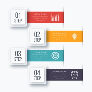 Infographics şablonu dört seçenekleri ile kare