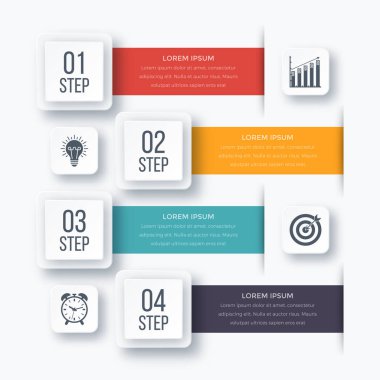 Infographics şablonu dört seçenekleri ile kare