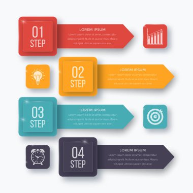 Infographics şablonu dört seçenekleri ile kare