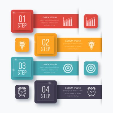 Infographics şablonu dört seçenekleri ile kare