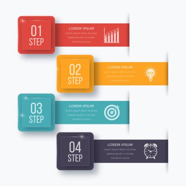 Infographics şablonu dört seçenekleri ile kare