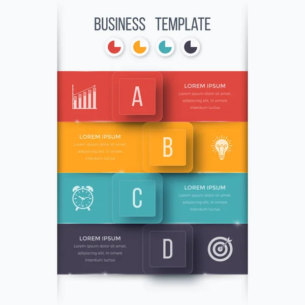 Infografik Vorlage vier Optionen mit Quadrat — Stockvektor