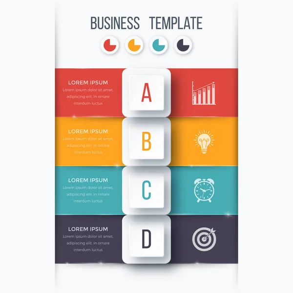 Plantilla de infografía cuatro opciones con cuadrado — Vector de stock