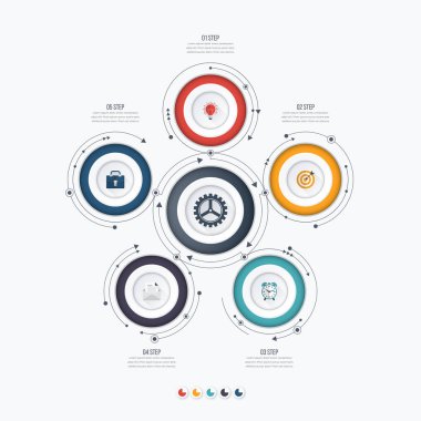 Infographics Şablon 5 daire seçenekleriyle